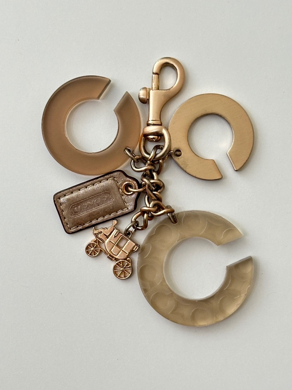 Rare Vintage COACH "C" Hang Tag and Horse Carriage Bag Charm Key Fob